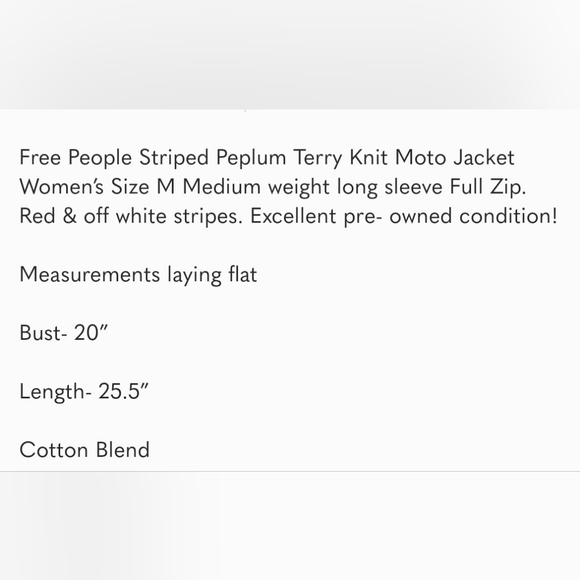 Free People - Red and White Striped Jacket - Size Medium - Picture 2 of 5